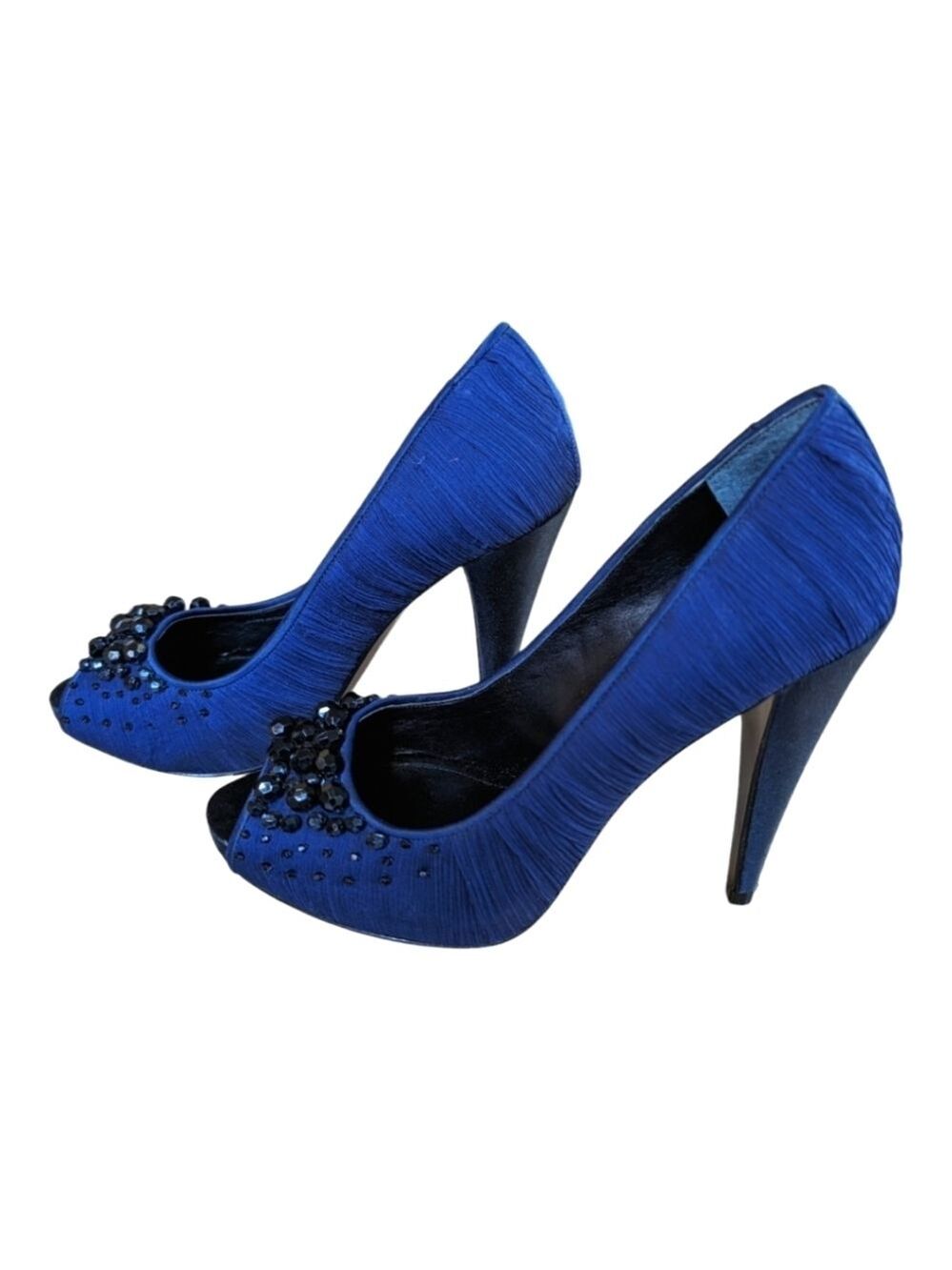 Nina Royal Blue Embellished Peep Toe heels Size 8 EUC